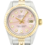  Rolex Ladies Datejust 69173 18K Gold & Steel Pink Diamond Dial Two Tone Watch (Vault_CC)