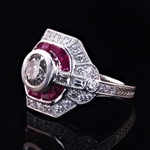 App: $16,000 1.30ct Diamond and 0.65ctw Ruby Platinum Ring (2.07ctw Diamonds) (Vault_R41) 