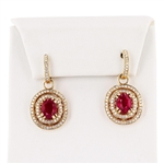 App: $4,380 5.13ctw Ruby and 0.83ctw Diamond 14K Yellow Gold Earrings (Vault_R41) 