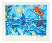 MARC CHAGALL Lovers Over Paris Mini Print 10in x 12in, with Certificate LIX of CCLXXV