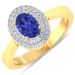 APP: 4.3k Gorgeous 14K Yellow Gold 0.61CT Oval Cut Tanzanite and White Diamond Ring - Great Investment - (Vault_Q) (QR21268WD-14KY-SM-TAN)
