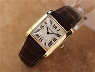 *Unisex 18K Yellow Gold Cartier Tank 1821 with Sapphire Crystal Watch -P-