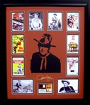 *Rare John Wayne with Authentic Swatch of Clothing Museum Framed Collage - Plate Signed
