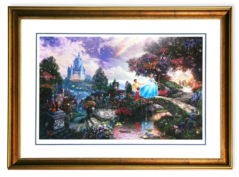 Rare Thomas Kinkade Original Limited Edition Numbered Lithograph Plate Signed Museum Framed ''Cinderella Wishes Upon a Dream''