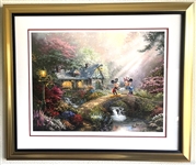 Rare Thomas Kinkade Original Limited Edition Numbered Lithograph Plate Signed Museum Framed Mickey and Minnie Sweethearts