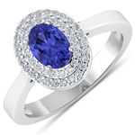 APP: 4.2k Gorgeous 14K White Gold 0.61CT Oval Cut Tanzanite and White Diamond Ring - Great Investment - (Vault_Q) (QR21268WD-14KW-SM-TAN)