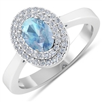 APP: 4.2k Gorgeous 14K White Gold 0.51CT Oval Cut Aquamarine and White Diamond Ring - Great Investment - (Vault_Q) (QR21268WD-14KW-SM-AQ)