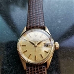 *ROLEX Oyster Date 25mm 18k Gold Automatic c.1960s Ladies Watch -P-