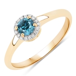 14K Yellow Gold 0.36CT Round Cut Blue Diamond and White Diamond Ring - Great Investment -PNR-