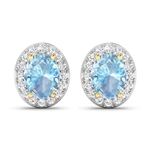 Gorgeous 14K Yellow Gold 1.92CT Oval Cut Aquamarine and White Diamond Earrings - Great Investment - (Vault_Q) (QE11304WD-14KY-SM-AQ)