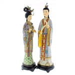 Outstanding Chinese Cloisonné Bride and Groom Set Graceful Piece!