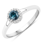 14K White Gold 0.35CT Round Cut Blue Diamond and White Diamond Ring - Great Investment -PNR-
