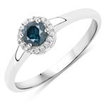 14K White Gold 0.36CT Round Cut Blue Diamond and White Diamond Ring - Great Investment -PNR-