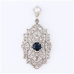 APP: 14.8k Gorgeous Platinum 1.50CT Blue Sapphire and Diamond Pendant - Great Investment or Gift -PNR-