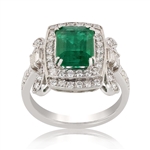 APP: 22k 2.44CT Emerald and 1.04CT Diamond Platinum Ring (Vault_R24_23449)
