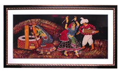 Very Rare Indian Silk Framed Art Water Well -Great Investment- -PNR-