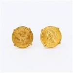 14K Yellow Gold $5.00 Liberty Head Gold Coin Cuff Links -PNR-