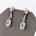 14K White Gold 0.53CT Emerald and Diamond Earrings -PNR-
