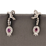 Platinum 0.54CT Pink Spinel and Diamond Antique Earrings -PNR-