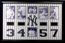 New York Yankees All-Time Retired Numbers 3, 4, 5, and 7 Museum Framed Collage - Plate Signed (Vault_BA)