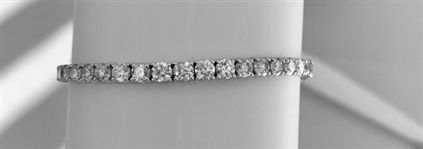 18KT White Gold, Custom Made 10.00CT Round Brilliant Cut Diamond Bracelet (VGN A-46) 
