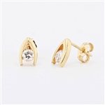 18K Yellow Gold 0.44CT Diamond Solitaire Earrings -PNR-