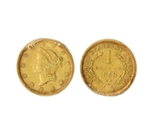 1853 $1.00 U.S. Liberty Head Gold Coin