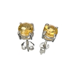 1.51CT Round Cut 925 Sterling Silver Citrine Solitaire Earrings