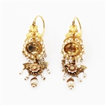 14KT Yellow Gold 2.00CT Genuine Citrine Quartz and Pearl Earrings -PNR-