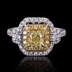 App: $11,960 0.89ct SI2 CLARITY Fancy Yellow CENTER Diamond 18K White Gold Ring (1.73ctw Diamonds) (Vault_R37) 