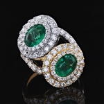 App: $ 17,100 2.43ctw Emerald and 1.77ctw Diamond 18K Yellow and White Gold Ring (Vault_R38) 