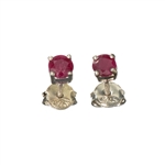 0.70CT Round Cut Ruby And Sterling Silver Earrings