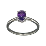 0.76CT Oval Cut Amethyst Solitaire Sterling Silver Ring
