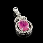 2.77CT Ruby And Colorless Topaz Platinum Over Sterling Silver Pendant