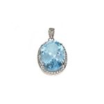 14.30CT Blue Topaz And White Sapphire Sterling Silver Pendant