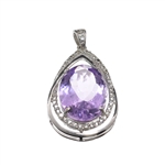 11.45CT Purple Amethyst And White Sapphire Sterling Silver Pendant