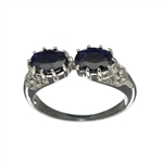 2.20CT Oval Cut Sapphire And 0.18CT Round Cut White Topaz Sterling Silver Ring