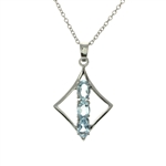 3.92CT Oval Cut Blue Topaz Sterling Silver Pendant with 18" Chain