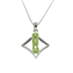 1.49CT Oval Cut 925 Sterling Silver Peridot Pendant with 18" Chain