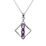 3.76CT Oval Cut Amethyst Sterling Silver Pendant with 18" Chain
