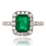 App: $7,550 1.58ct Emerald and 0.66ctw Diamond Platinum Ring (Vault_R40)