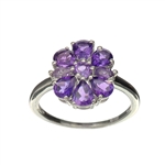 1.43CT Pear, Marquise And Round Cut Amethyst Sterling Silver Ring