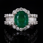 App: $36,590 4.37ct Emerald and 2.40ctw Diamond Platinum Ring (Vault_R40)