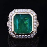 App: $34,260 9.15ct Emerald and 4.33ctw Diamond 18K Yellow Gold Ring (Vault_R40)