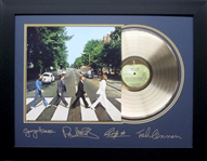 The Beatles Abbey Road Album Cover and Gold Record Museum Framed Collage - Plate Signed (Vault_BA)