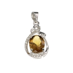 2.50CT Citrine And White Sapphire Sterling Silver Pendant