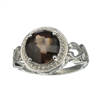 3.10CT Round Cut Smoky Quartz Solitaire Sterling Silver Ring